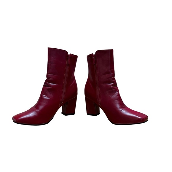 NWOT, Jingpin, Red Ankle Boots – Size 38 – Square Toe, Block Heel - Picture 4 of 9